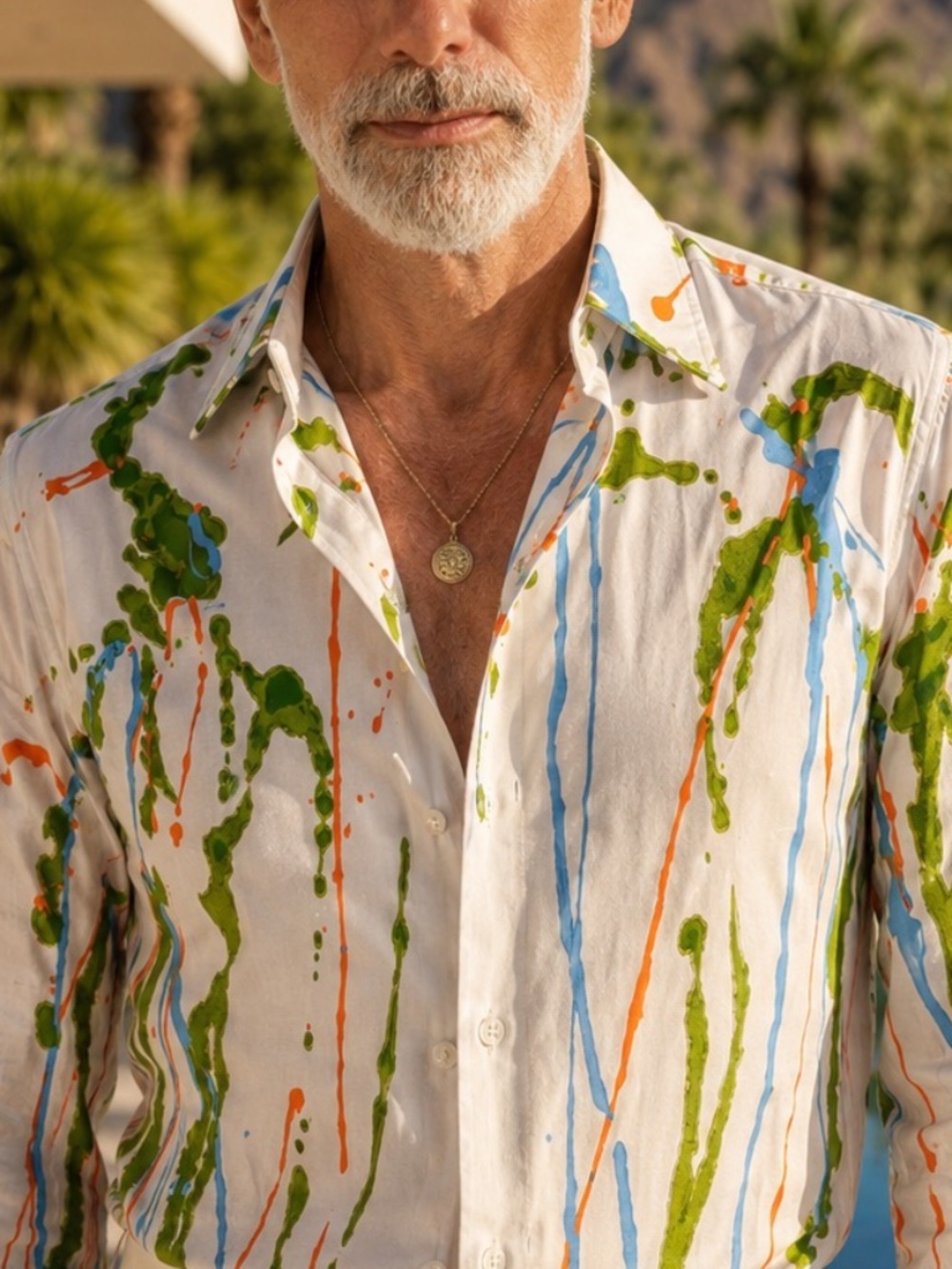Ingram 1949 Men’s Italian Cotton Paint Splatter Shirt Large 44” Chest Italy